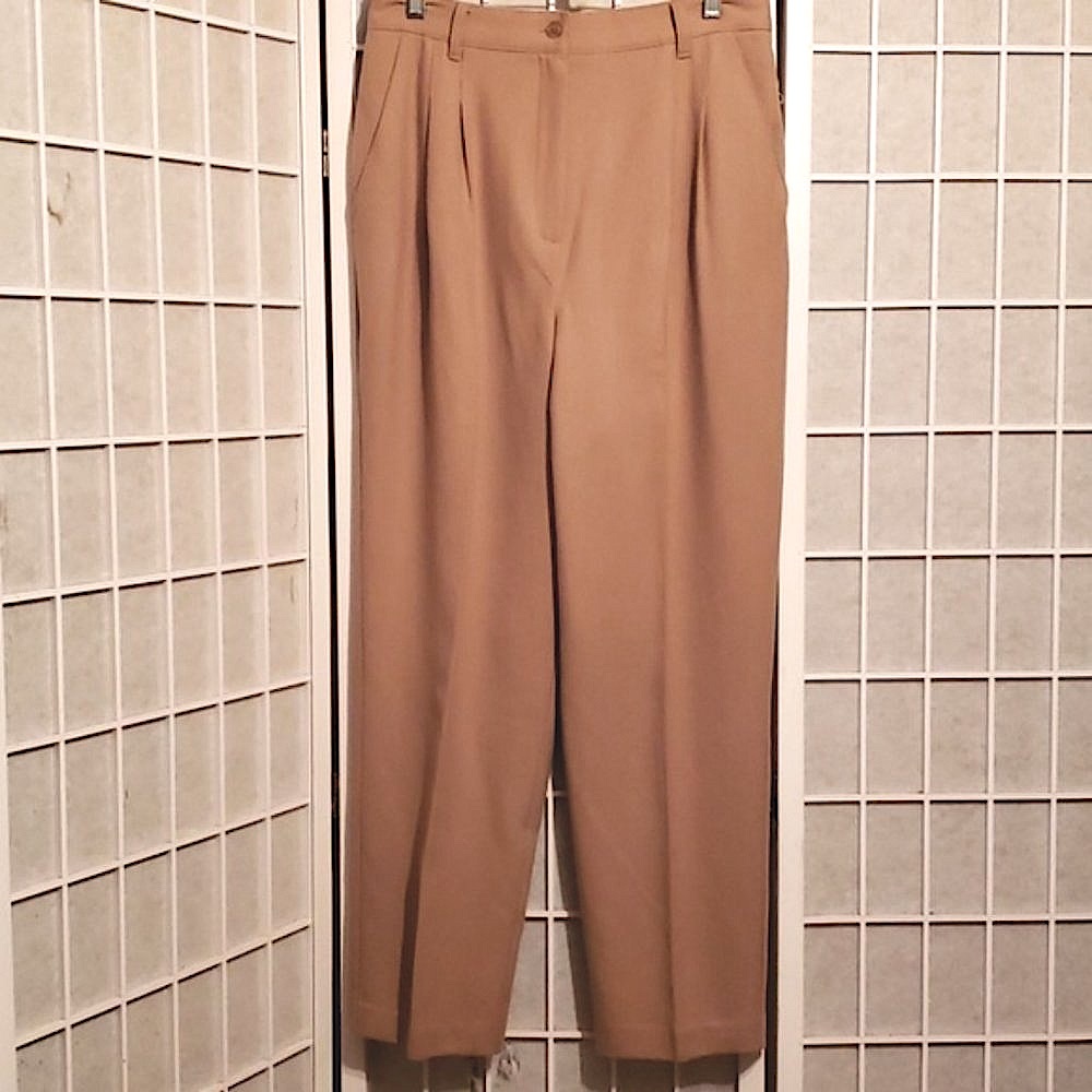 POTOMAC COLLECTION TAN 100% WOOL PLEATED PANTS SZ 12